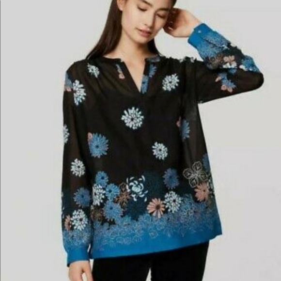 LOFT Tops - LOFT | Floral Semi Sheer Tunic Top Sz SP